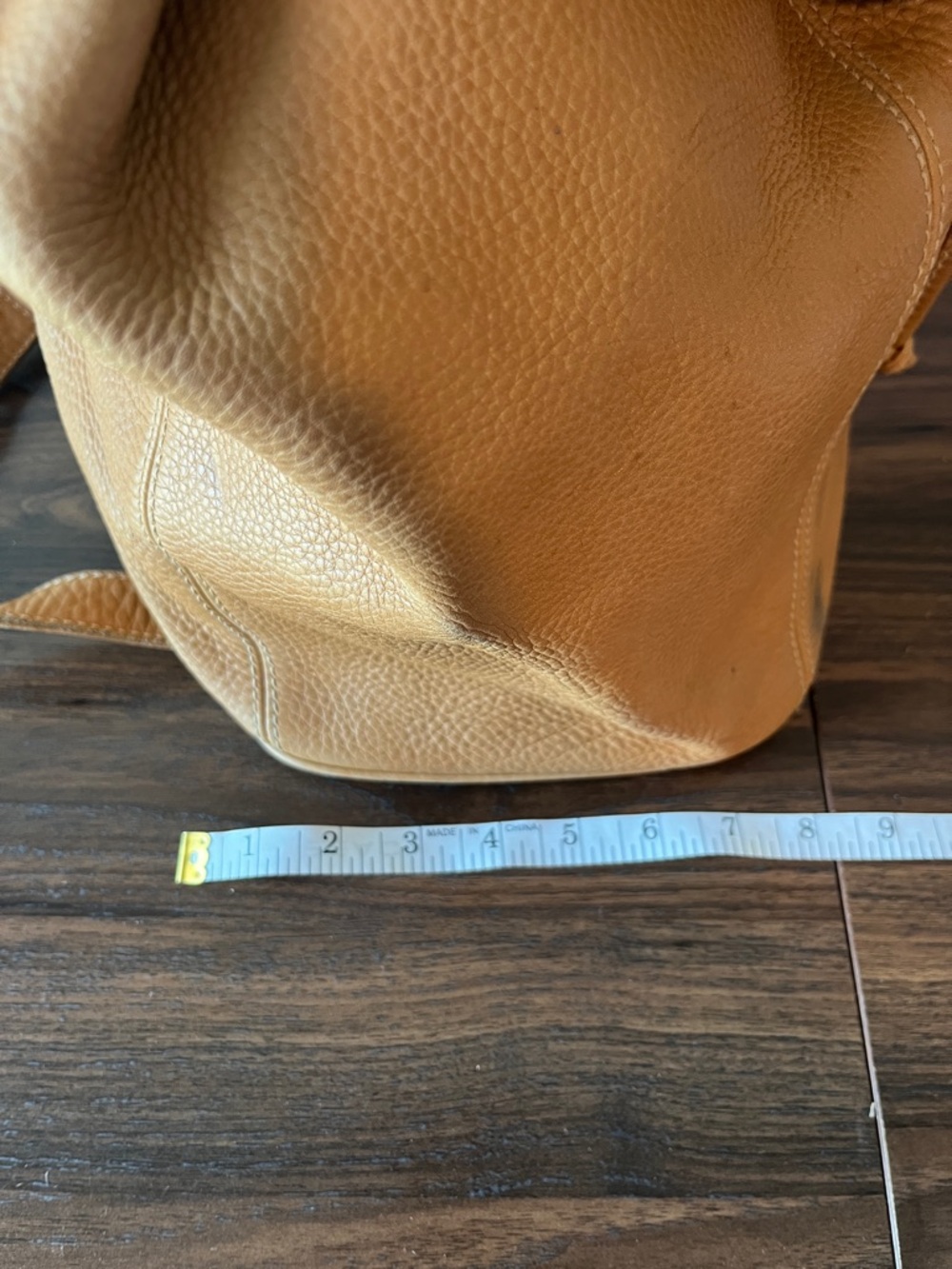 Vintage Coach Tan Large Leather Drawstring Backpack - Picture 7 of 9